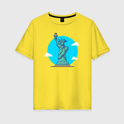 Футболка оверсайз женская Статуя Свободы в облаках, цвет: желтый
