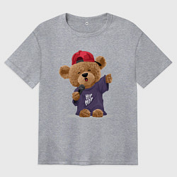 Женская футболка оверсайз Плюшевый медвежонок рэпер