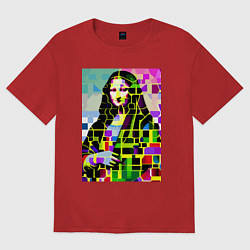 Футболка оверсайз женская Mona Lisa - mosaic pop art, цвет: красный