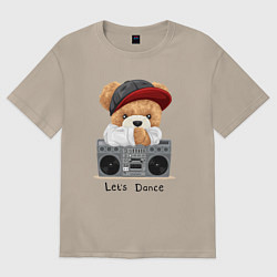 Женская футболка оверсайз Плюшевый медвежонок меломан