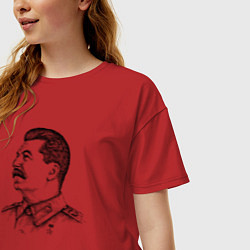 Футболка оверсайз женская Профиль Сталина, цвет: красный — фото 2