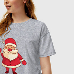 Футболка оверсайз женская Радостный Дед мороз, цвет: меланж — фото 2