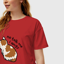 Футболка оверсайз женская Не говори со мной я злой обиженный кот, цвет: красный — фото 2