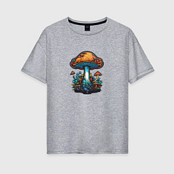 Женская футболка оверсайз Психоделические грибы