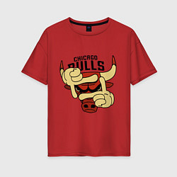 Женская футболка оверсайз Bulls logo with hands