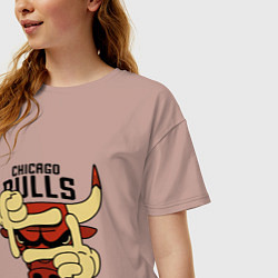 Футболка оверсайз женская Bulls logo with hands, цвет: пыльно-розовый — фото 2