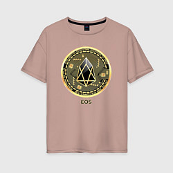 Футболка оверсайз женская EOS крипто символ, цвет: пыльно-розовый