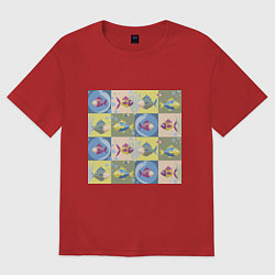 Футболка оверсайз женская Рыбоньки, цвет: красный