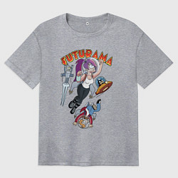 Футболка оверсайз женская Футурама в космосе, цвет: меланж