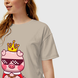 Футболка оверсайз женская Царь поросёнок, цвет: миндальный — фото 2