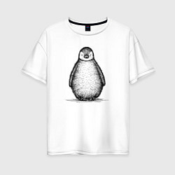 Женская футболка оверсайз Пингвиненок спереди