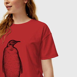 Футболка оверсайз женская Пингвин стоит, цвет: красный — фото 2