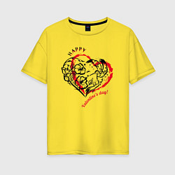 Футболка оверсайз женская Сердце символ любви, цвет: желтый