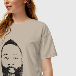 Футболка оверсайз женская Бойся бороду, цвет: миндальный — фото 2