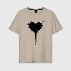 Женская футболка оверсайз Чернильное сердце