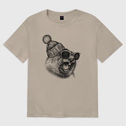 Женская футболка оверсайз Орущий суслик-хипстер