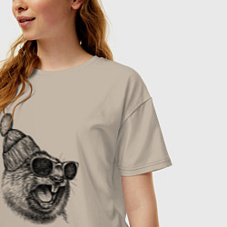 Футболка оверсайз женская Орущий суслик-хипстер, цвет: миндальный — фото 2