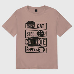 Женская футболка оверсайз Есть спать барбекю