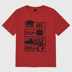 Женская футболка оверсайз Есть спать вечеринка