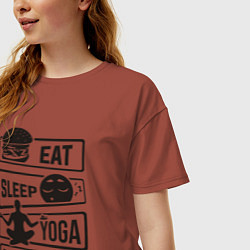 Футболка оверсайз женская Eat sleep yoga repeat, цвет: кирпичный — фото 2