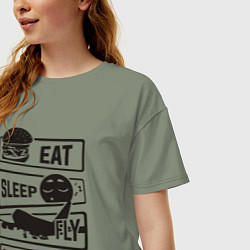Футболка оверсайз женская Есть спать летать, цвет: авокадо — фото 2