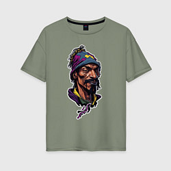 Футболка оверсайз женская Snoop dogg head, цвет: авокадо