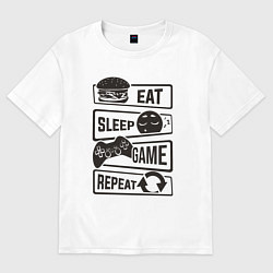 Футболка оверсайз женская Есть спать играть, цвет: белый