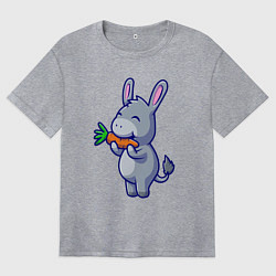 Женская футболка оверсайз Ослик ест морковку