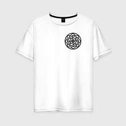 Женская футболка оверсайз Оберег здоровья здрабережень на груди