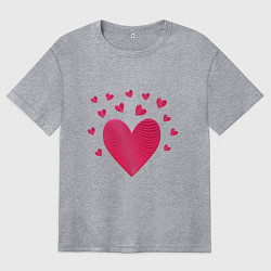 Футболка оверсайз женская Сердце с сердечками вокруг, цвет: меланж
