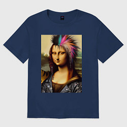 Футболка оверсайз женская Mona Lisa - punks not dead, цвет: тёмно-синий