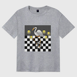 Футболка оверсайз женская Цапля на велике, цвет: меланж