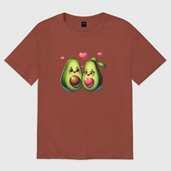 Футболка оверсайз женская Авокадо - пара, цвет: кирпичный