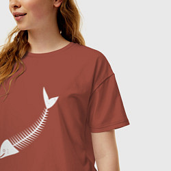 Футболка оверсайз женская Скелет рыбы, цвет: кирпичный — фото 2