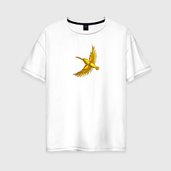 Футболка оверсайз женская Золотая птица удачи зимородок, цвет: белый