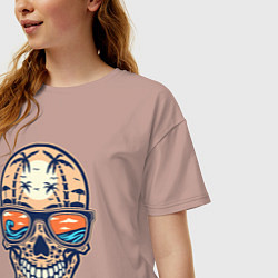 Футболка оверсайз женская Summer skull, цвет: пыльно-розовый — фото 2