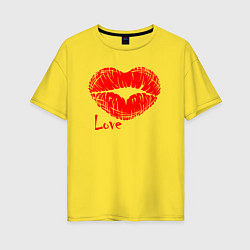 Футболка оверсайз женская Lips love, цвет: желтый