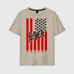 Футболка оверсайз женская Slayer Flag, цвет: миндальный