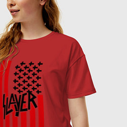 Футболка оверсайз женская Slayer Flag, цвет: красный — фото 2