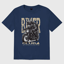 Женская футболка оверсайз Байкер кабан на мотоцикле