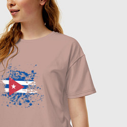 Футболка оверсайз женская Куба клякса, цвет: пыльно-розовый — фото 2
