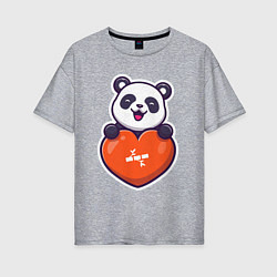 Женская футболка оверсайз Сердечная панда