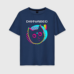 Женская футболка оверсайз Disturbed rock star cat