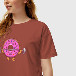Футболка оверсайз женская Пончик со штангой, цвет: кирпичный — фото 2