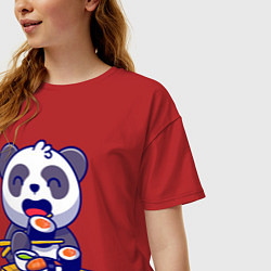 Футболка оверсайз женская Панда и суши, цвет: красный — фото 2