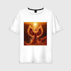 Футболка оверсайз женская Птица феникс яркая, цвет: белый