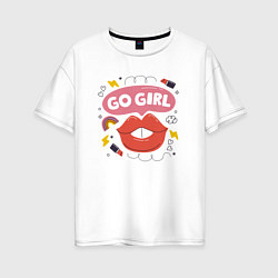 Футболка оверсайз женская Go girl lips, цвет: белый