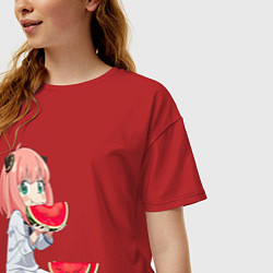 Футболка оверсайз женская Аня ест арбуз, аниме семья шпиона, цвет: красный — фото 2