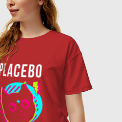 Футболка оверсайз женская Placebo rock star cat, цвет: красный — фото 2