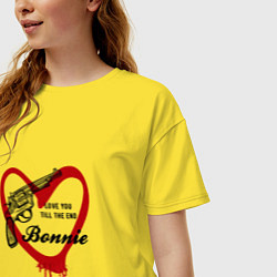 Футболка оверсайз женская Бонни сердце и пистолет, цвет: желтый — фото 2